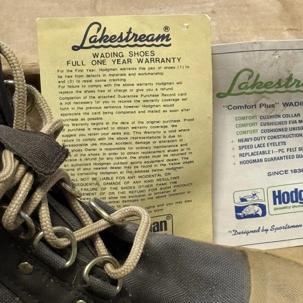 VTG Hodgman Lakestream Wading Boots Sz 11 Fight Club Collectors Original Box
